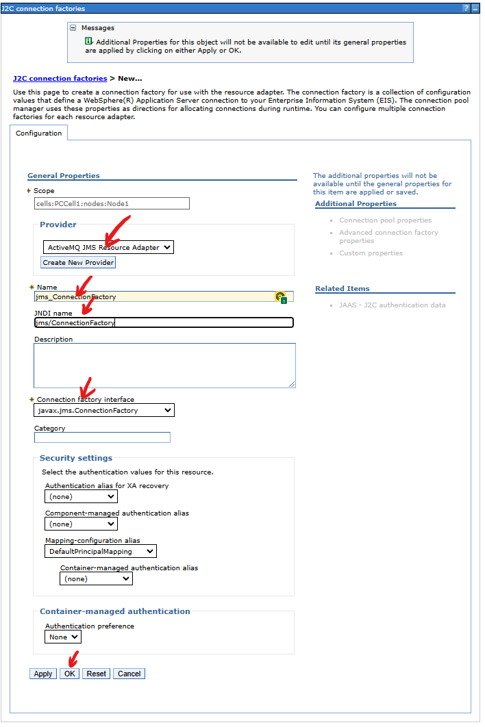 IBM WebSphere Resource adapters - tworzenie nowego połączenia